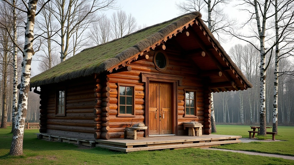 Traditional Lithuanian wooden pirtis bathhouse exterior