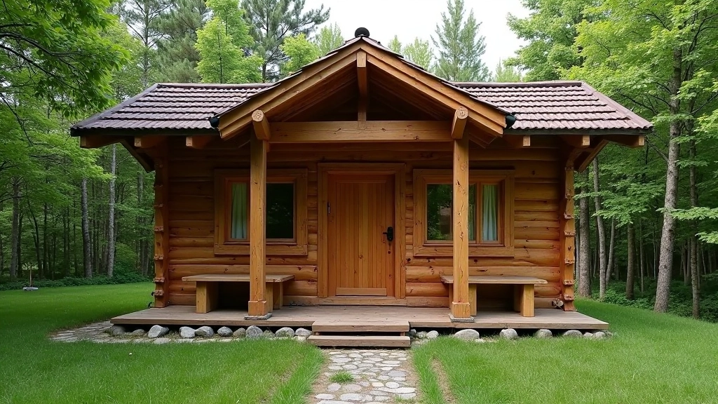 Traditional wooden sauna building with smoke rising from chimney