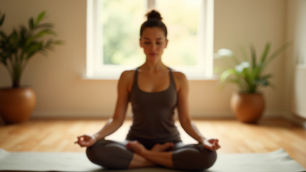 Woman in yoga position on mat in peaceful studio setting