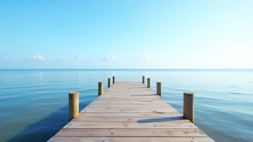 Wooden pier extending into calm Baltic Sea with clear sky and gentle waves